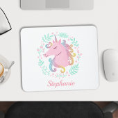 Blumen Regenbogen Einhorn Mousepad