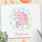 Blumen Regenbogen Einhorn Mousepad
