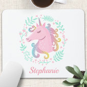 Blumen Regenbogen Einhorn Mousepad