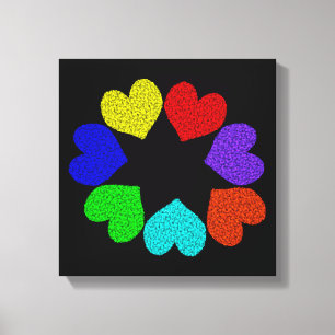Blumen-Regenbogen-Liebesherzen-Leinwanddruck Leinwanddruck