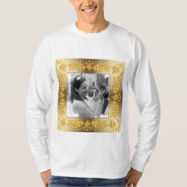 Blumen Retro goldener Rahmen. Ihr Foto. T-Shirt