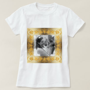 Blumen-Retro-Goldrahmen.Dein Foto. T-Shirt
