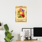 Blumen Retro Viktorianische Botanische Kunst Poster (Heimbüro)