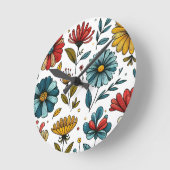 Blumen-Retro-Volkskunst Runde Wanduhr (Winkel)