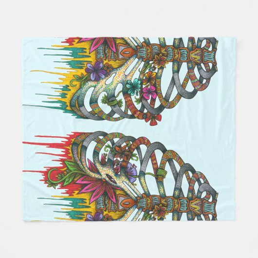 Blumen-Rippen-Käfig Fleecedecke (Vorderseite (Horizontal))