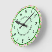 Blumen-Rosa-Rosen-Muster-23670 Runde Wanduhr (Winkel)