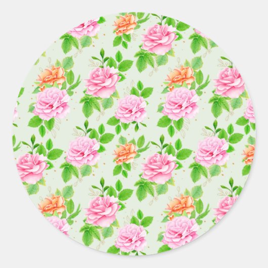 Blumen-Rosa-Rosen-Muster-23670 Runder Aufkleber (Vorderseite)