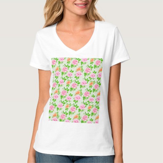 Blumen-Rosa-Rosen-Muster-23670 T-Shirt (Vorderseite)