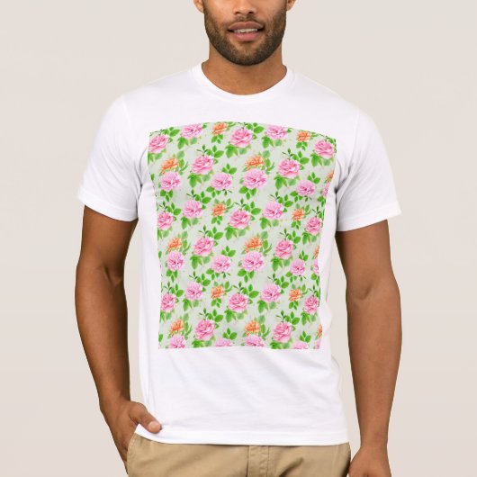 Blumen-Rosa-Rosen-Muster-23670 T-Shirt (Vorderseite)