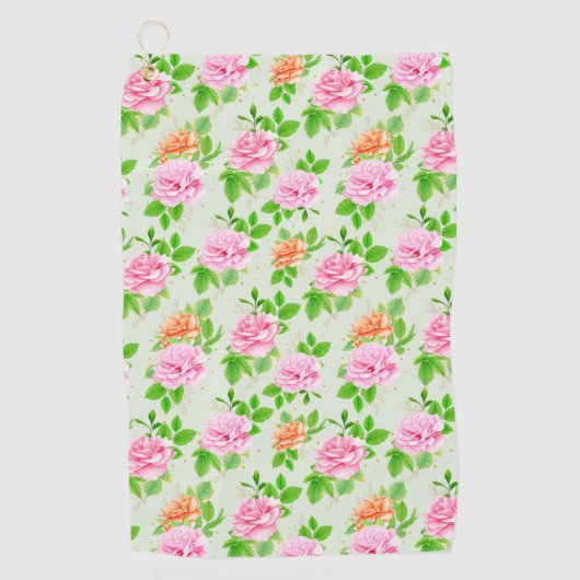 Blumen-Rosa-Rosen-Muster Golfhandtuch (Vorderseite)