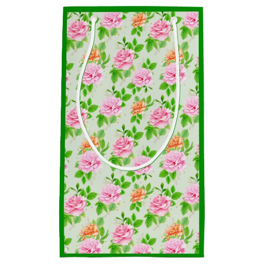 Blumen-Rosa-Rosen-Muster Kleine Geschenktüte (Vorderseite)
