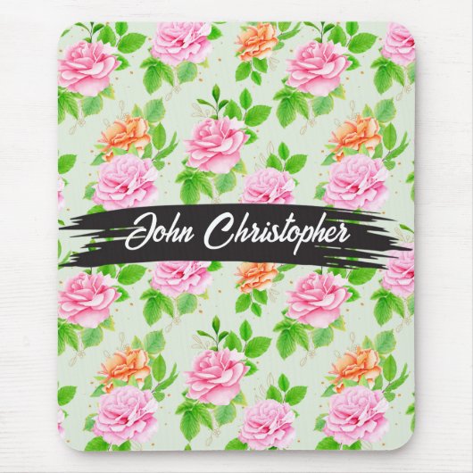 Blumen-Rosa-Rosen-Muster Mousepad (Vorne)