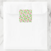 Blumen-Rosa-Rosen-Muster Quadratischer Aufkleber (Tasche)