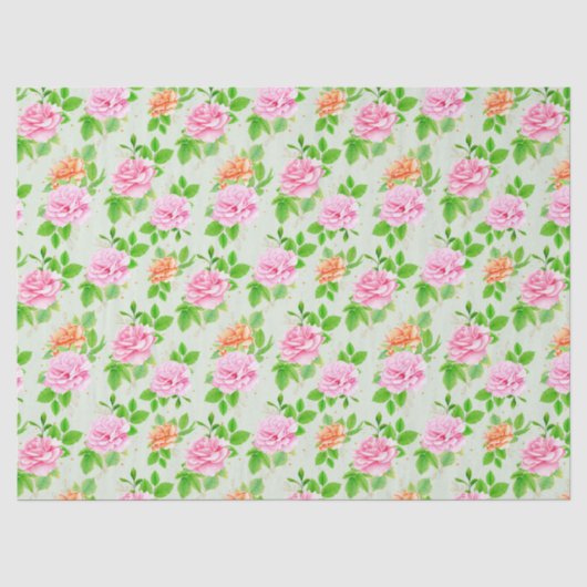 Blumen-Rosa-Rosen-Muster Seidenpapier (Vorderseite)