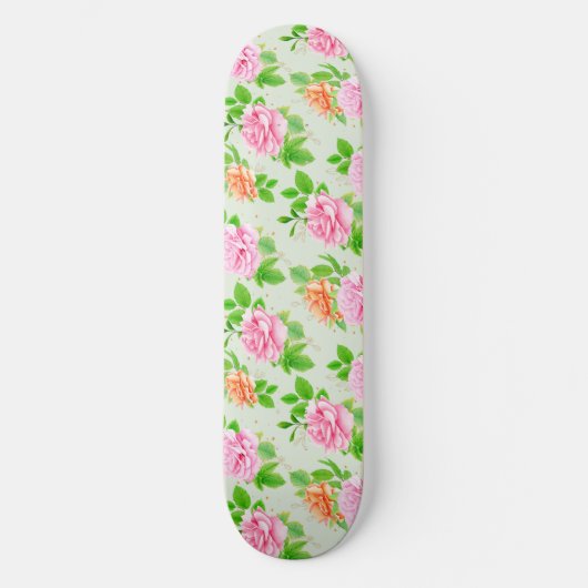 Blumen-Rosa-Rosen-Muster Skateboard (Vorderseite)