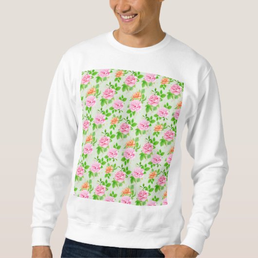 Blumen-Rosa-Rosen-Muster Sweatshirt (Vorderseite)