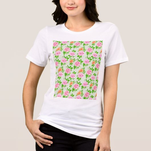 Blumen-Rosa-Rosen-Muster Tri-Blend Shirt (Vorderseite)