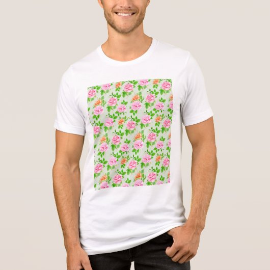 Blumen-Rosa-Rosen-Muster Tri-Blend Shirt (Vorderseite)