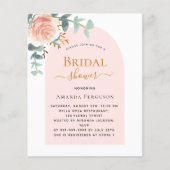 Blumen Rose Goldbogen Bridal Dusche Einladung (Vorderseite)