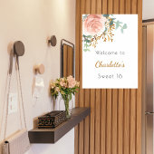 Blumen Rose Goldgrün Sweet 16 willkommen Poster