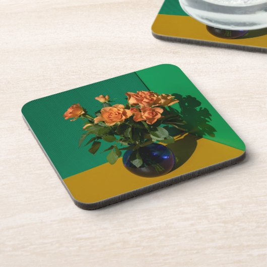 Blumen | Rose in Vase Getränkeuntersetzer (Linke Seite)