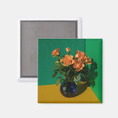 Blumen | Rose in Vase Magnet (Vorderseite/Rückseite)