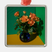 Blumen | Rose in Vase Ornament Aus Metall (Vorne)