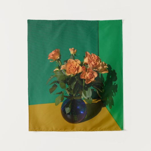 Blumen | Rose in Vase Wandteppich (Vorderseite)