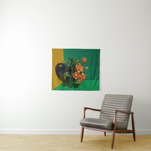 Blumen | Rose in Vase Wandteppich (Beispiel (Horizontal))