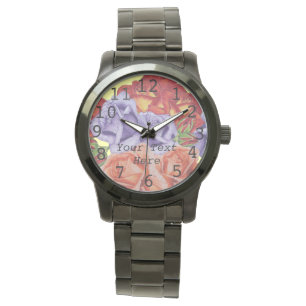 Blumen-Rosen- und Rosenknospenblumenkunst Armbanduhr