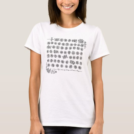 Blumen-Rosenkranz-Gebetsperlen - Gesegnete Mutter T-Shirt (Vorderseite)