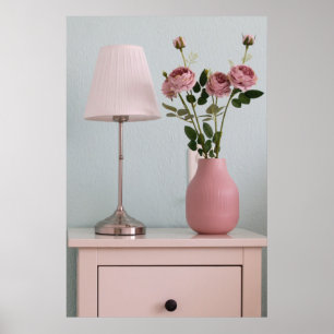 Blumen   Rosenstrahlen auf Nachtstand Poster