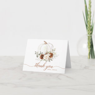 Blumen-Rost-Creme-Kürbis-Herbst-Dankeskarten Dankeskarte