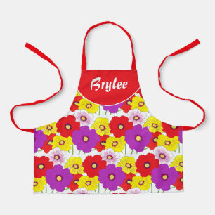Blumen-Rot-Gelb-Mädchen-Overall-Druck-Schürze Schürze