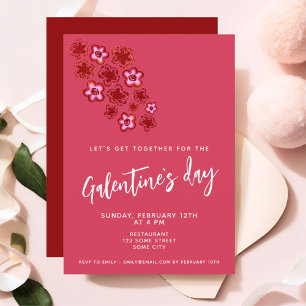 Blumen Rot Pink Freunde Galentine`s Tag Einladung