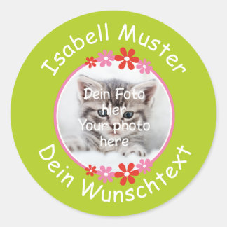 Blumen rot rosa | Fotoaufkleber grün Runder Aufkleber