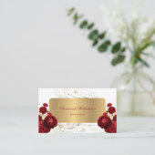 Blumen-Rote Rosen Gold anpassbar Visitenkarte (Stehend Vorderseite)