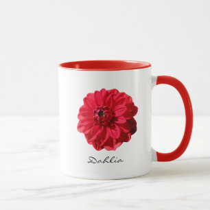 Blumen-rotes Dahlie-Garten-Foto Tasse