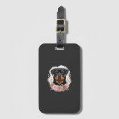 Blumen-Rottweiler-Hundeporträt-Sublimation Gepäckanhänger (Vorderseite Vertikal)