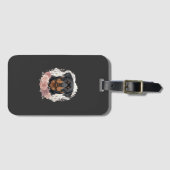 Blumen-Rottweiler-Hundeporträt-Sublimation Gepäckanhänger (Vorderseite (Horizontal))