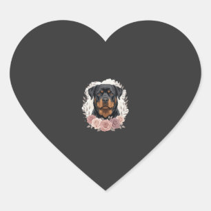 Blumen-Rottweiler-Hundeporträt-Sublimation Herz-Aufkleber