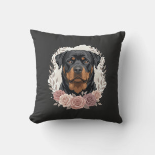 Blumen-Rottweiler-Hundeporträt-Sublimation Kissen