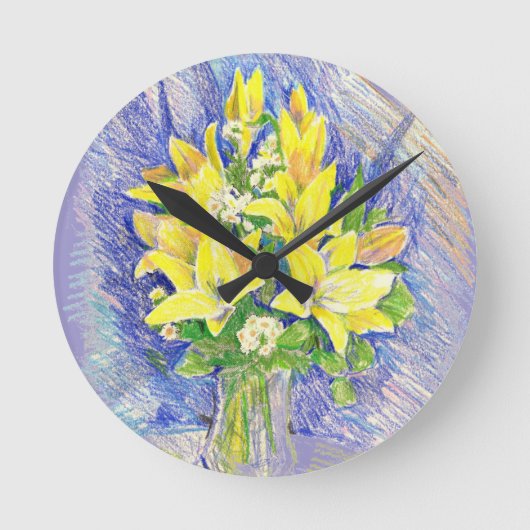 Blumen Runde Wanduhr (Vorderseite)