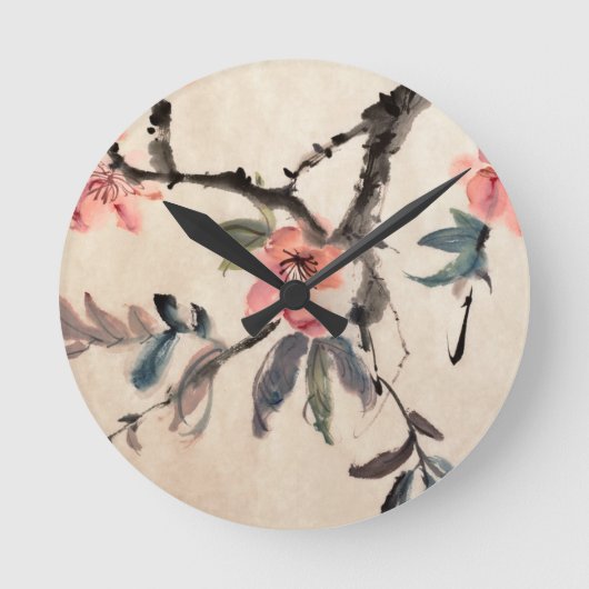 Blumen Runde Wanduhr (Vorderseite)