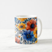 Blumen-Rustikal-Mode Retro-Muster Kaffeetasse (VorderseiteRechts)