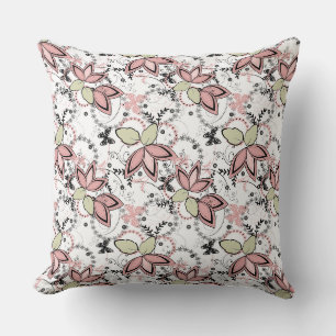 Blumen-Rustikal-Muster Retro-Oliv-Rosa Kissen
