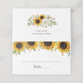 Blumen Rustikale Holz Sonnenblumen Grüne Barn Dais Platzkarte (Außenseite Aufgefaltet)