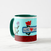 Blumen sagen "uns Liebe-Würmer!" Tasse (Vorderseite Links)