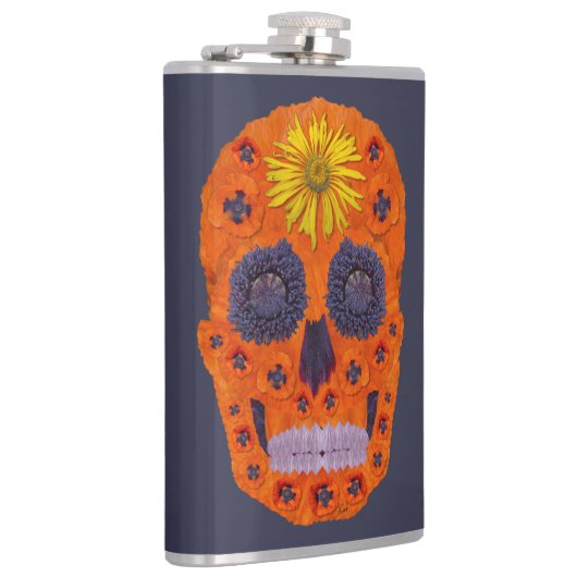 Blumen-Schädel 1 Flachmann (Rechts)