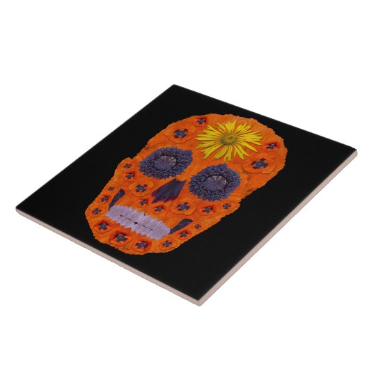 Blumen-Schädel 1 Fliese (Seite)